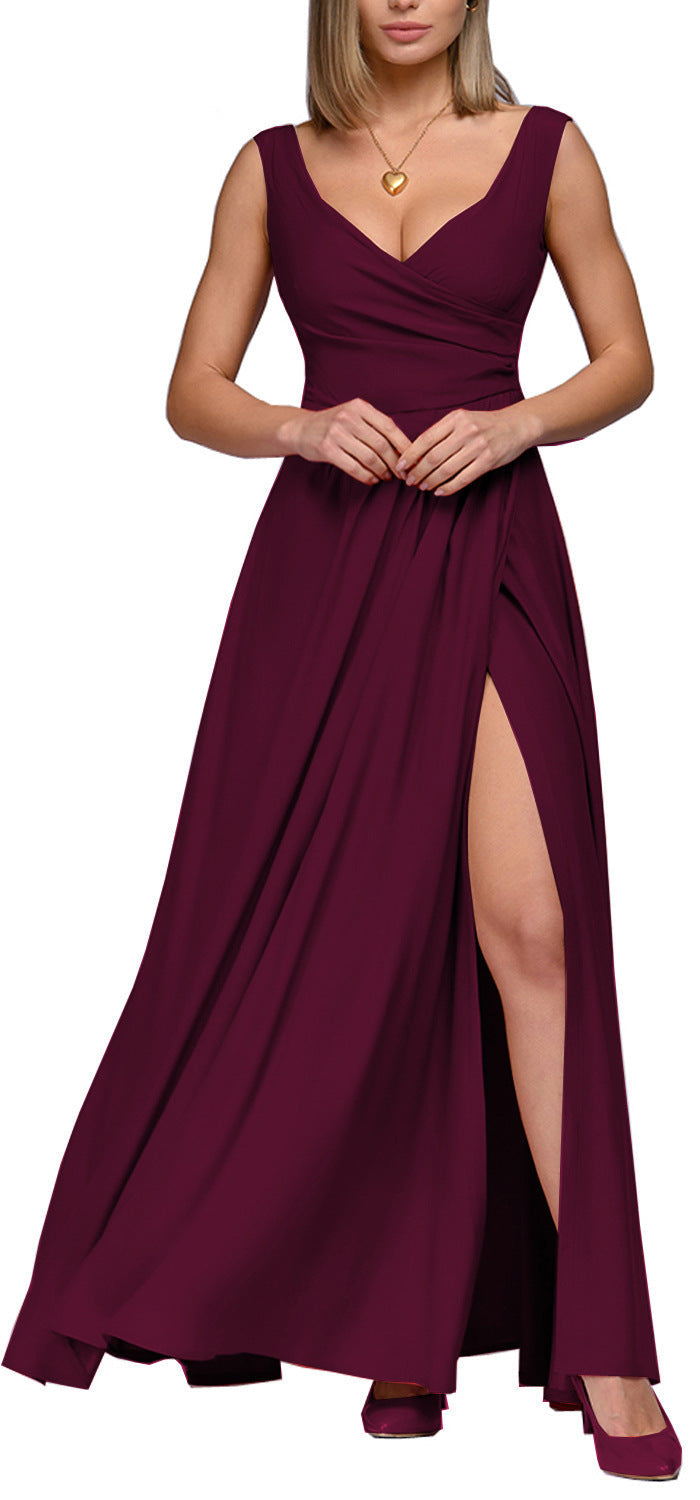 Damen Maxi-Kleid Elegant Wickel Look