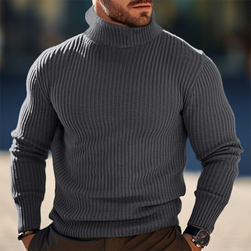 Men's Sweater Knit Modern Stand-Up Collar Design