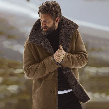 Herren Teddyjacke Großkragen Knöpfer Verschluss