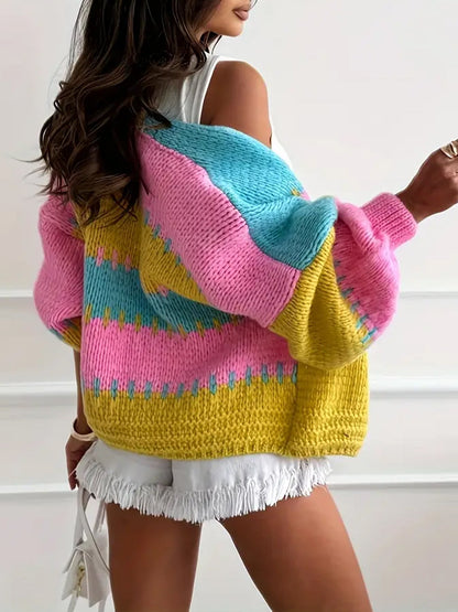 Women's Multicolor Knit Cardigan Diverse Colors