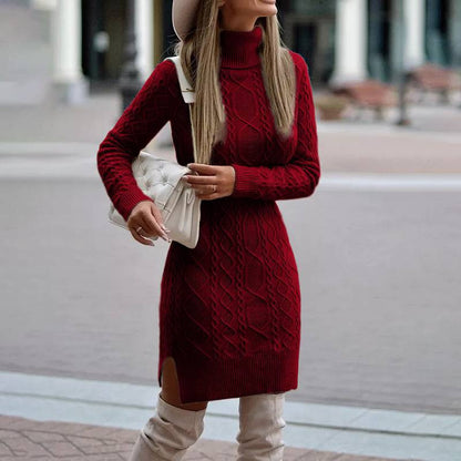 Women's Elegant Turtleneck Knit Dress