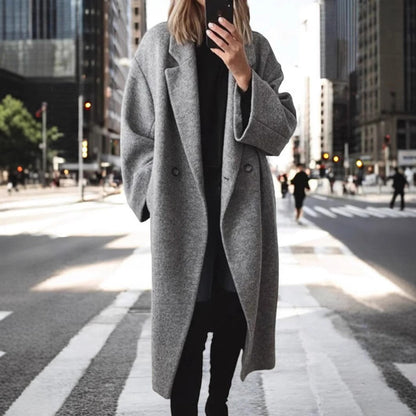 Weiter Damen Oversized Wollmantel Elegantes Design