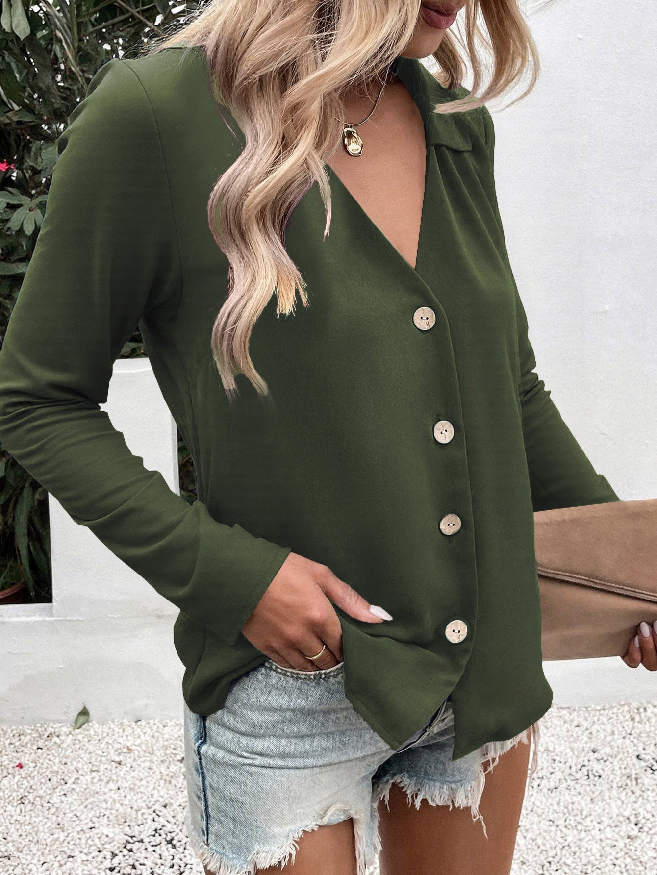 Women's Blouse Chic Button-Down Elegant Top