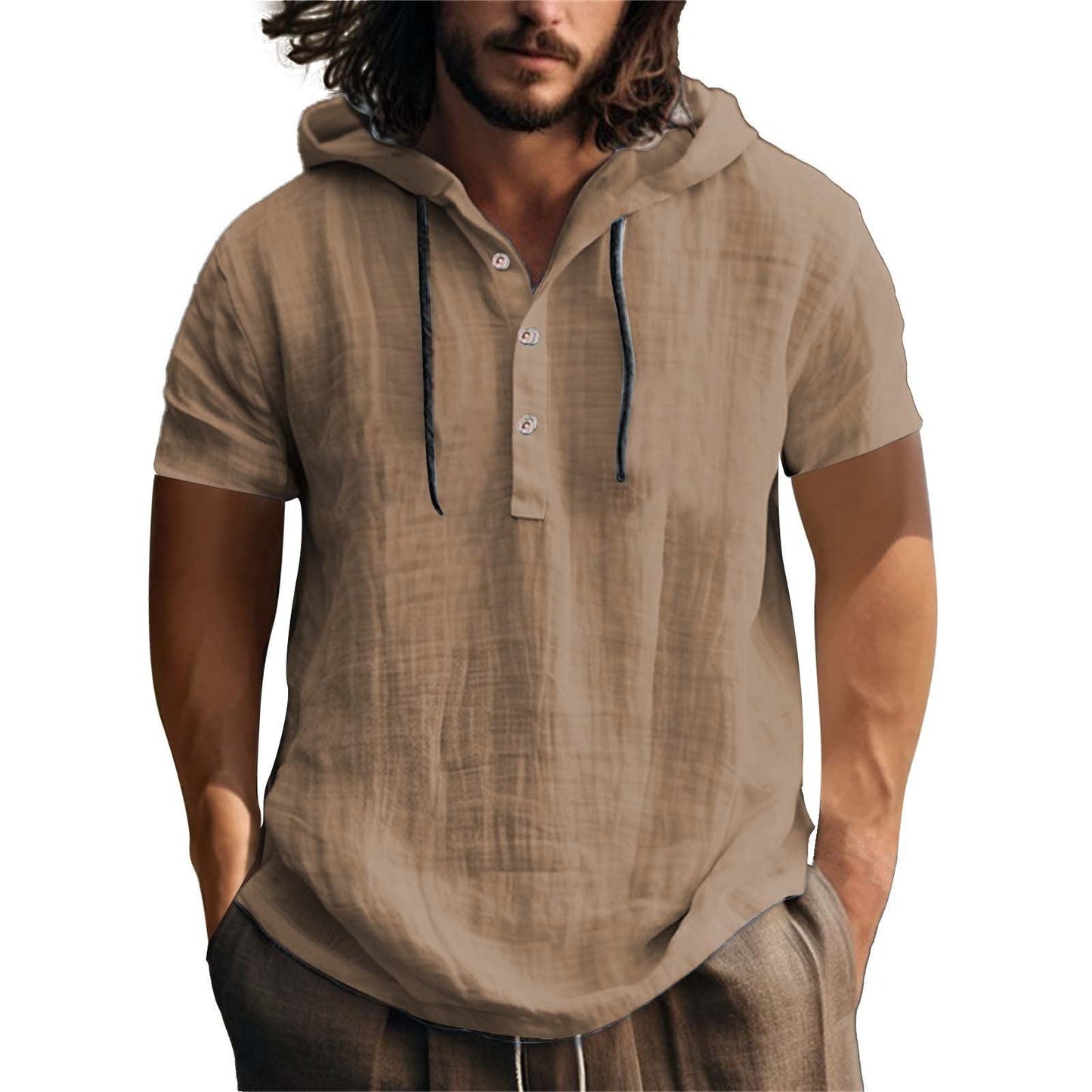 Men's Short Sleeve Hoodie Casual Relaxed