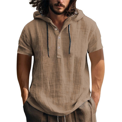 Men's Short Sleeve Hoodie Casual Relaxed