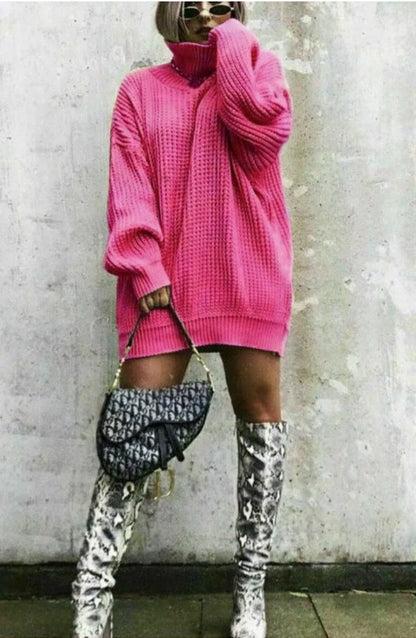 Women's Knitted Jumper Oversized Waffle Knit Trendy Style
