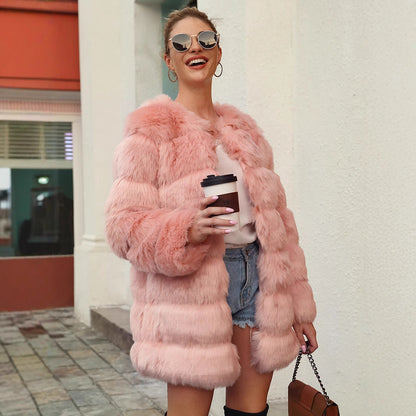 Women's Faux Fur Jacket Long Generous Modern