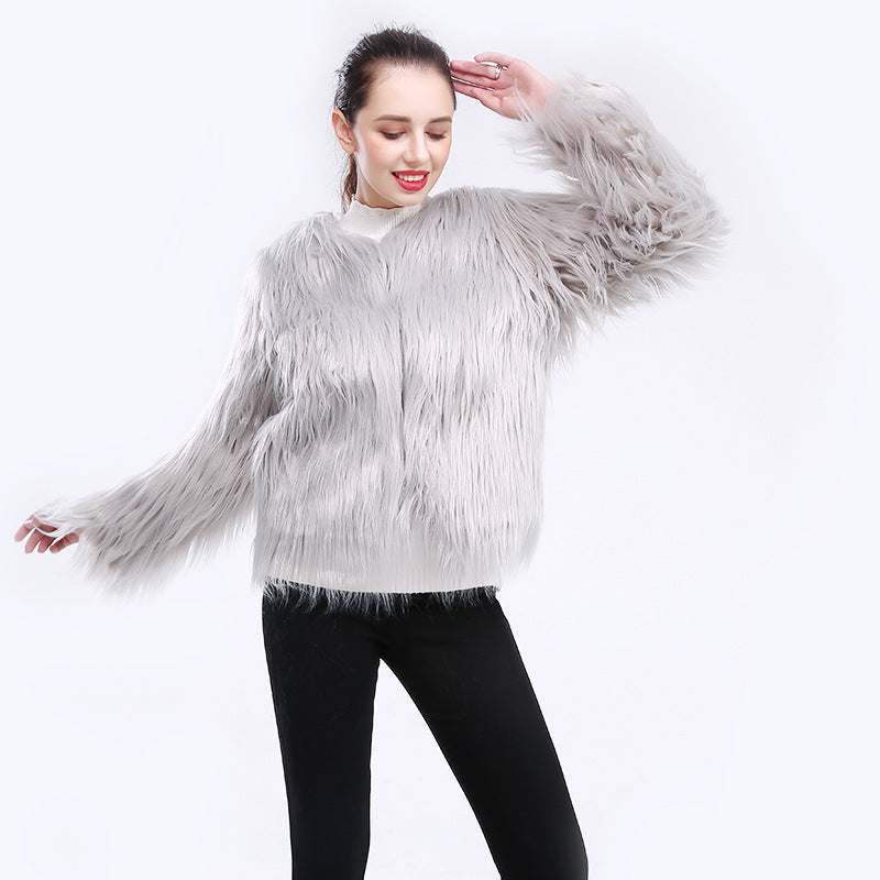 Women's Faux Fur Coat Soft Long-Sleeved Elegant