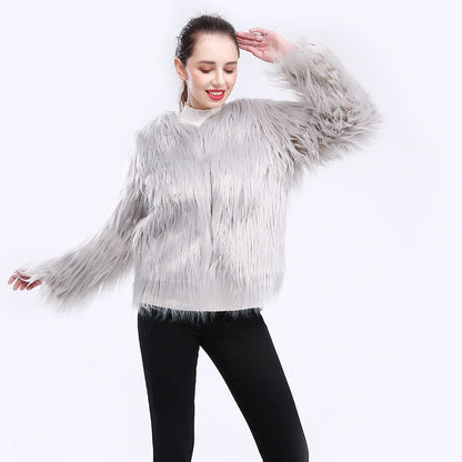 Women's Faux Fur Coat Soft Long-Sleeved Elegant