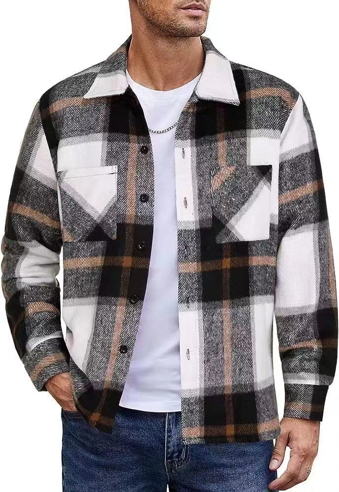 Men's Plaid Shirt Jacket Casual