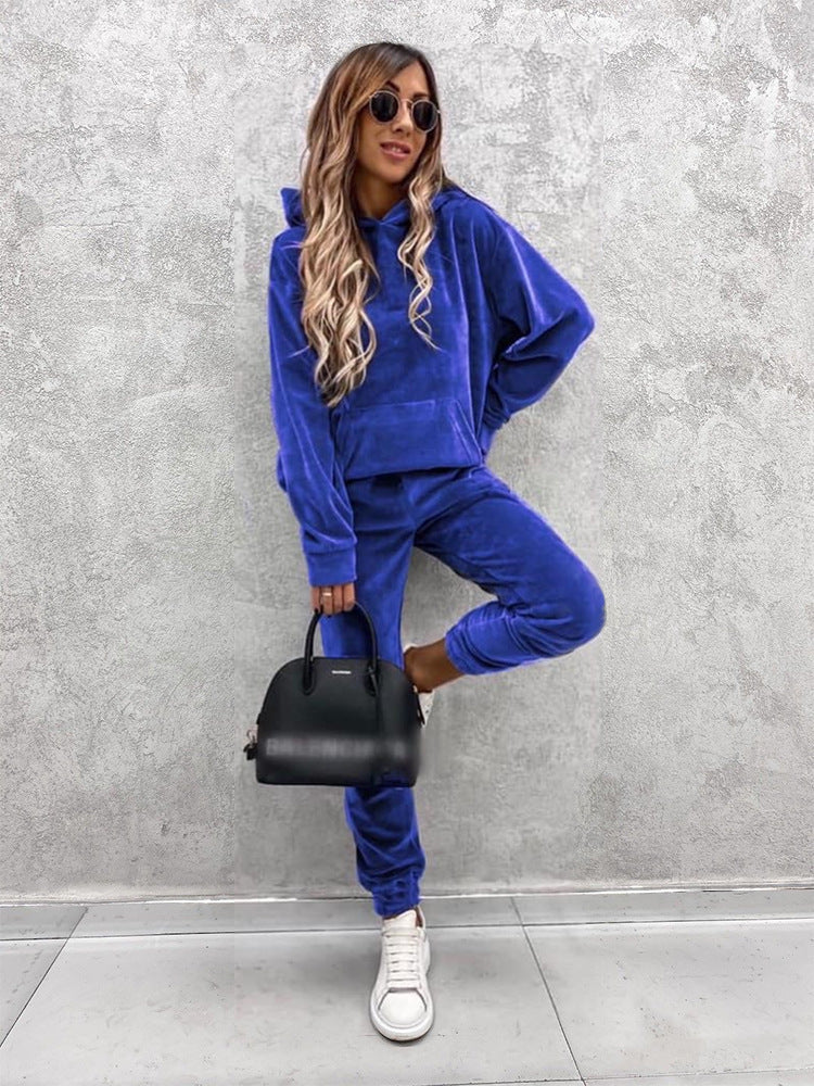 Women's Tracksuit Microfiber Hood Pockets Activewear