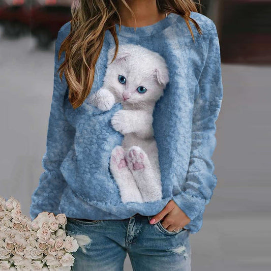 Damen Sweatshirt Niedlich Tiermuster Damenmode - IdealeKleiden