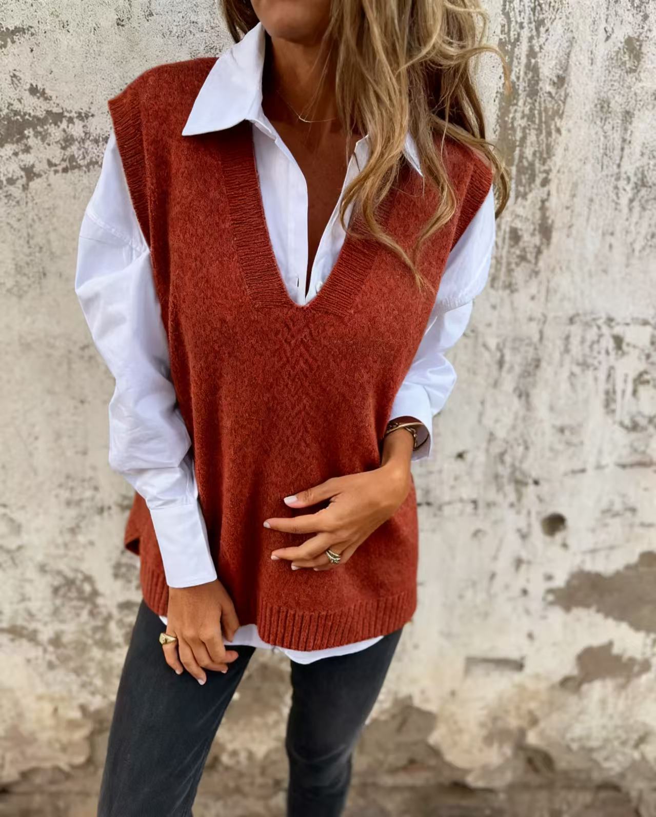 Women's Sweater Casual V-Neck Casual Style