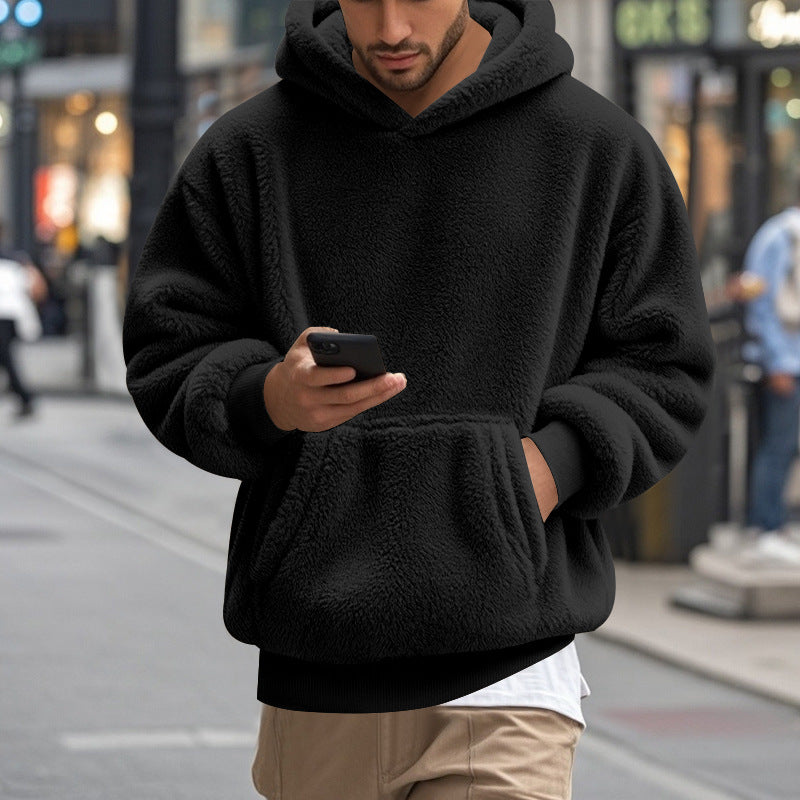 Men's Large Fleece Hoodie Comfortable Modern Kangaroo Pocket