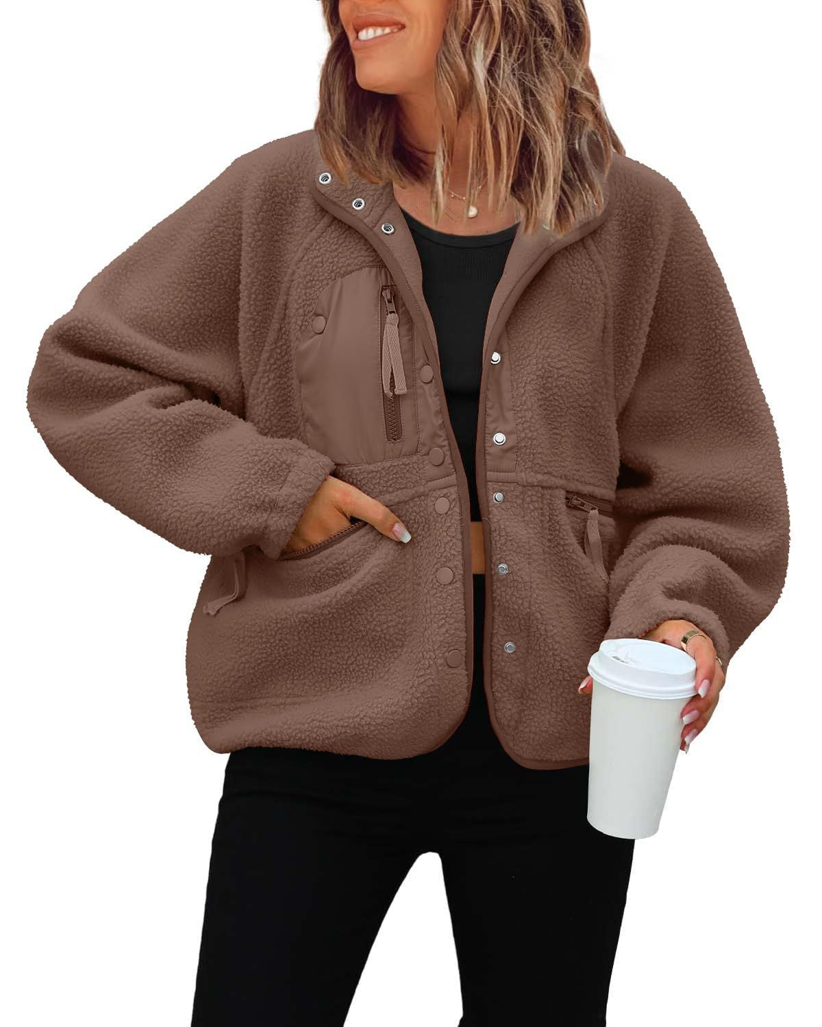 Women's Fleece Jacket Soft and Warm with Pockets