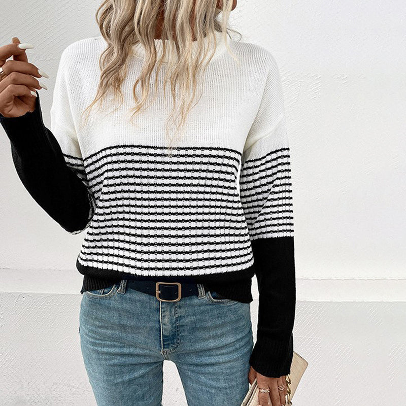 Stylisher Strickpullover Streifenmuster Bequem - IdealeKleiden