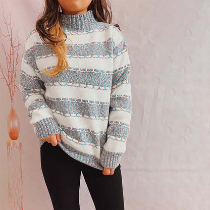 Striped Knitted Sweater Modern Women