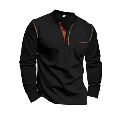 Men's Long-Sleeve Shirt Modern Contrast Design