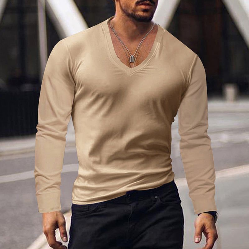 Men's Long Sleeve V-Neck Comfort Cotton