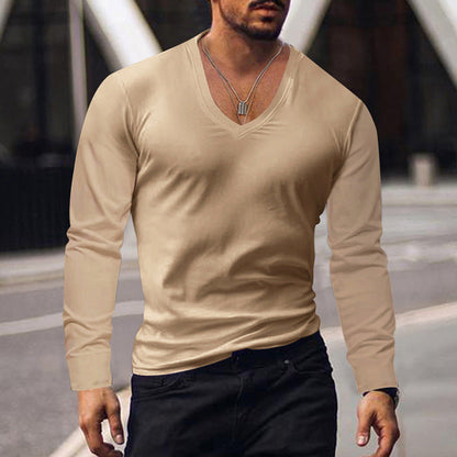 Men's Long Sleeve V-Neck Comfort Cotton