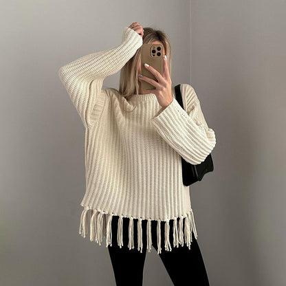 Women's Knitted Jumper Casual Fringes Soft