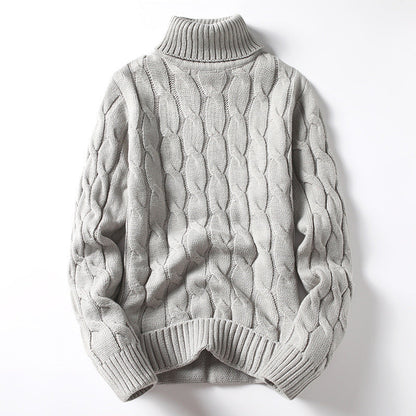 Herren Strickpullover Rollkragen Zopfmuster Elegante Mode - IdealeKleiden