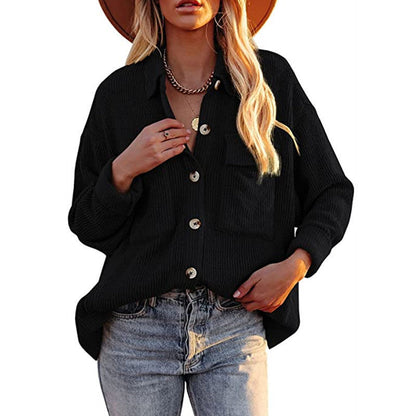 Women's Oversized Blouse with Texture and Buttons