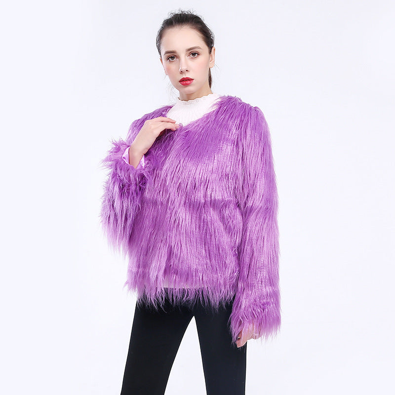 Women's Faux Fur Coat Soft Long-Sleeved Elegant