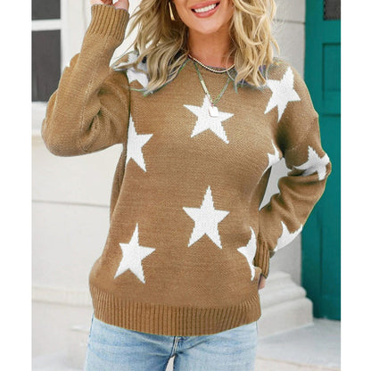 Damen Pullover Sternenmuster Lässig Chic