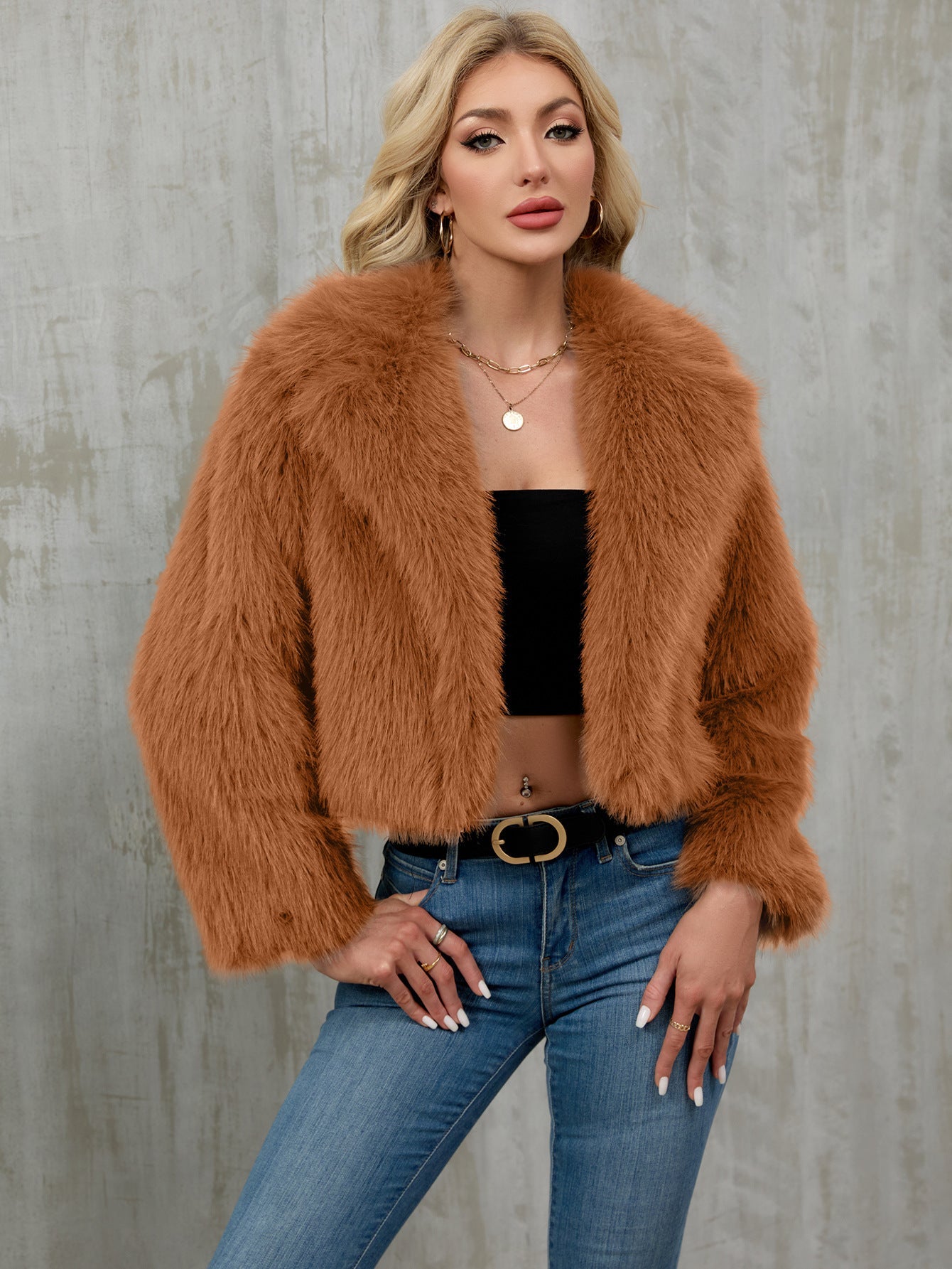 Women's Elegant Faux Fur Bolero Jacket