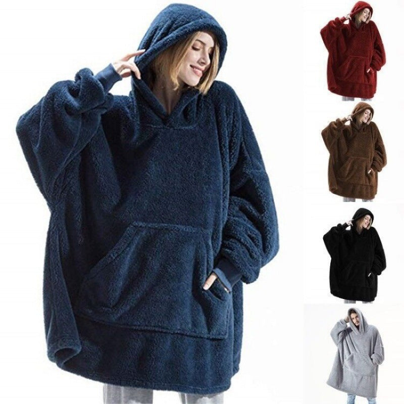 Damen Oversize Hoodie Weich Fleece Kapuze - IdealeKleiden