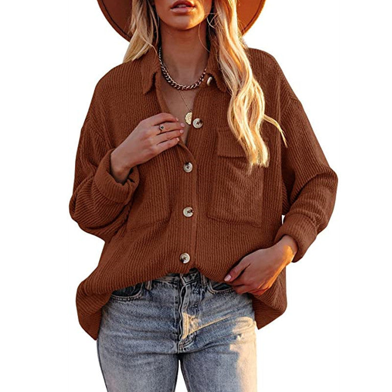 Women's Oversized Blouse with Texture and Buttons