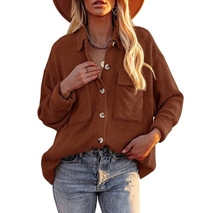 Women's Oversized Blouse with Texture and Buttons