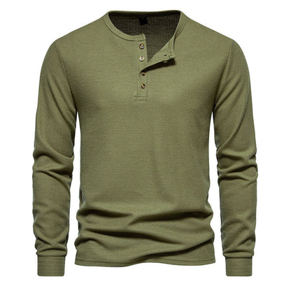 Herren Langarmshirt Strukturiert Knopfleiste Modern Style