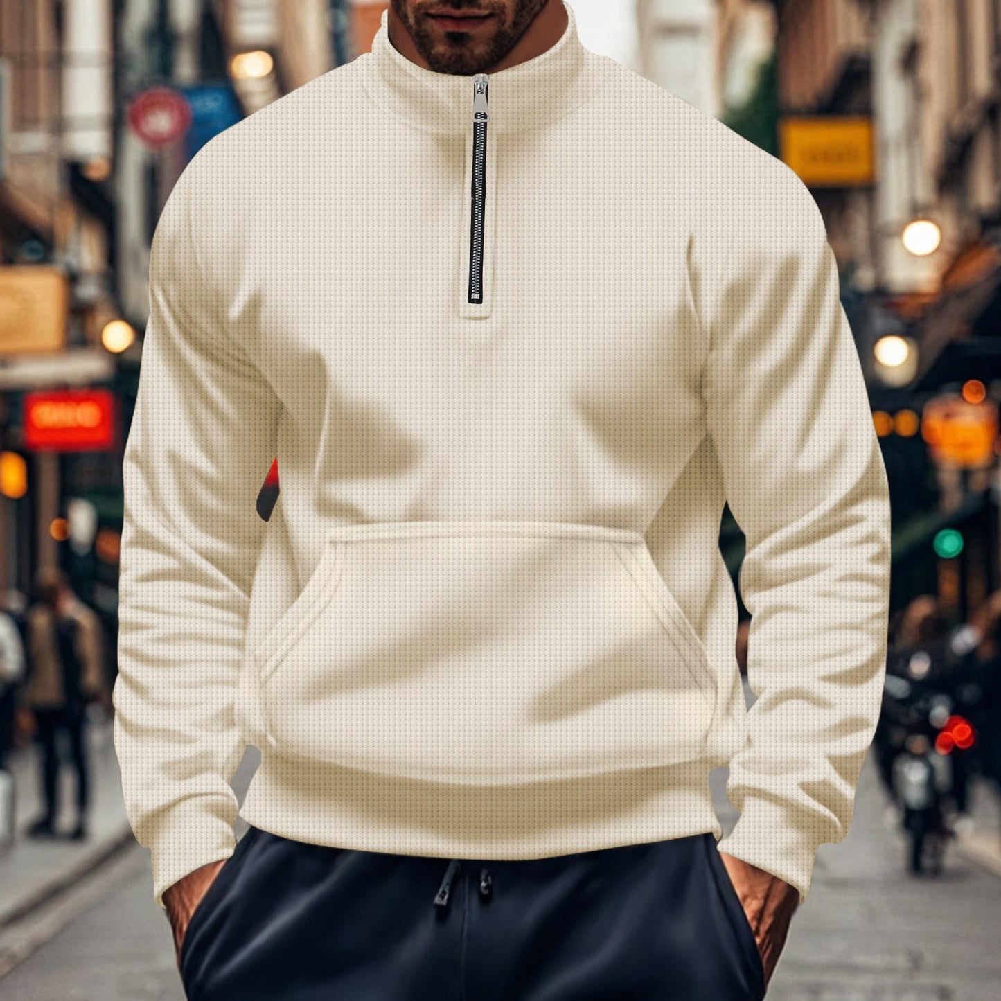 Comfortable kangaroo pocket cotton relaxed fit