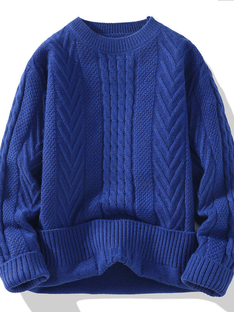 Herren Pullover Grobstrick Lässig Zopfmuster