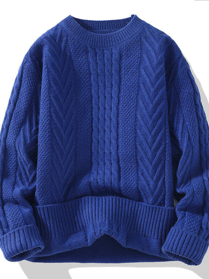 Herren Pullover Grobstrick Lässig Zopfmuster