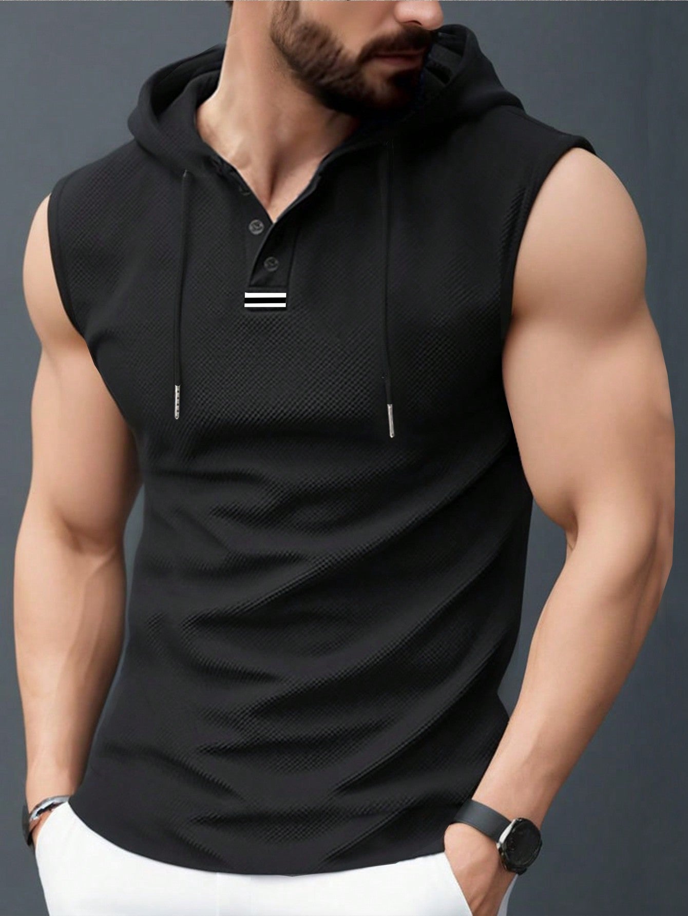 Men's Tank Top Hoodie Sporty Textured