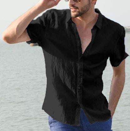 Herren Sommershirt Leinen Bequem Elegant