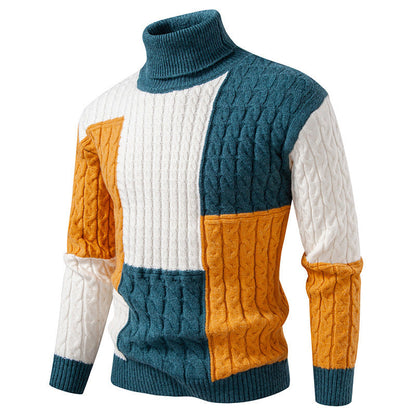 Men's Roll Neck Jumper Modern Knit Design
