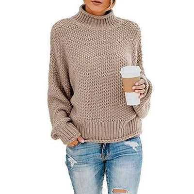 Women's Sweater Chunky Knit Stand-up Collar Oversized Sleeves