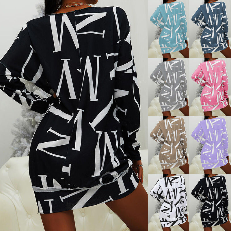 Damenkleid Kurz Elegant Mit Auffälligem Aufdruck - IdealeKleiden