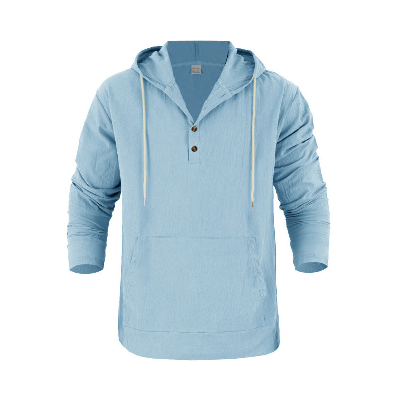 Men's Hoodie With Pockets And Buttons