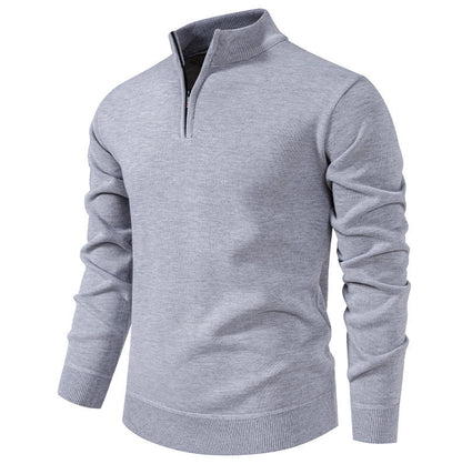 Men's Knitted Jumper Short Zip High Collar Elegant