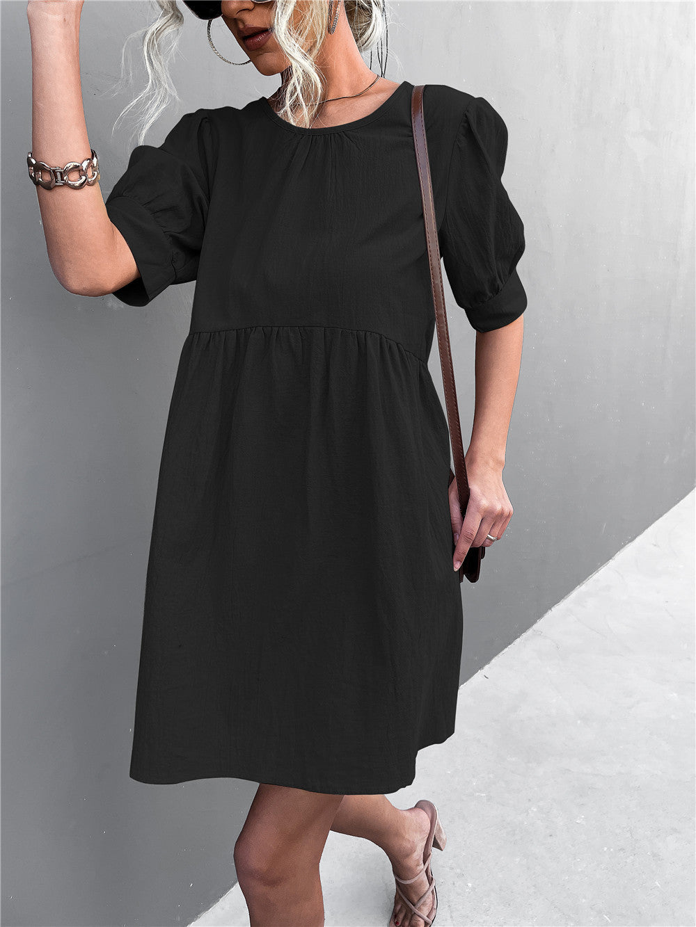 Women's Lightweight Curly Summer Dress with Elastic Waistband