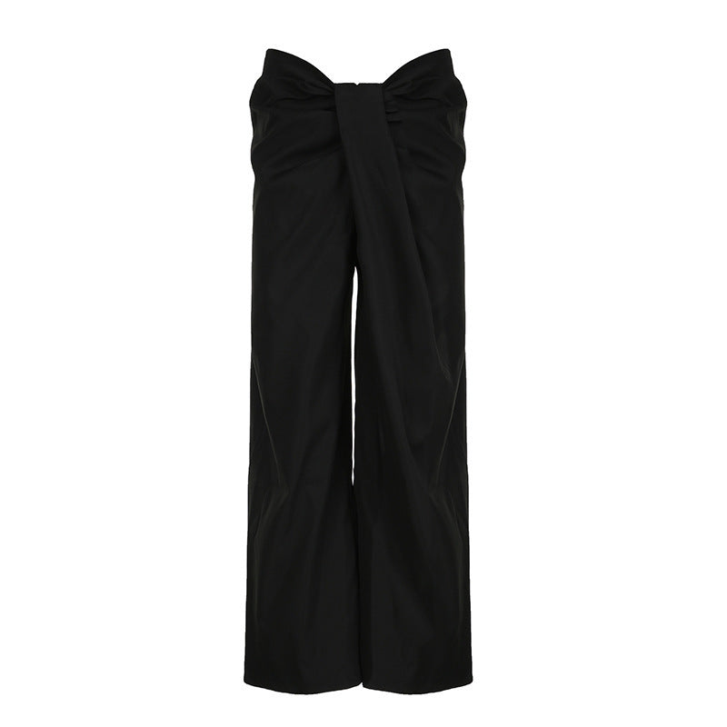 Women's High-Waist Palazzo Pants Elegant Pleated Skirt Style