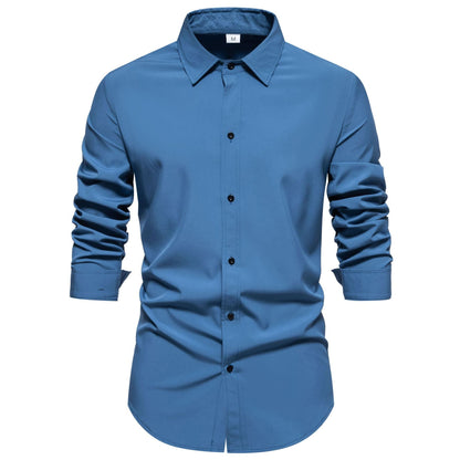 Men's Long-Sleeved Cotton Shirt Modern Fit