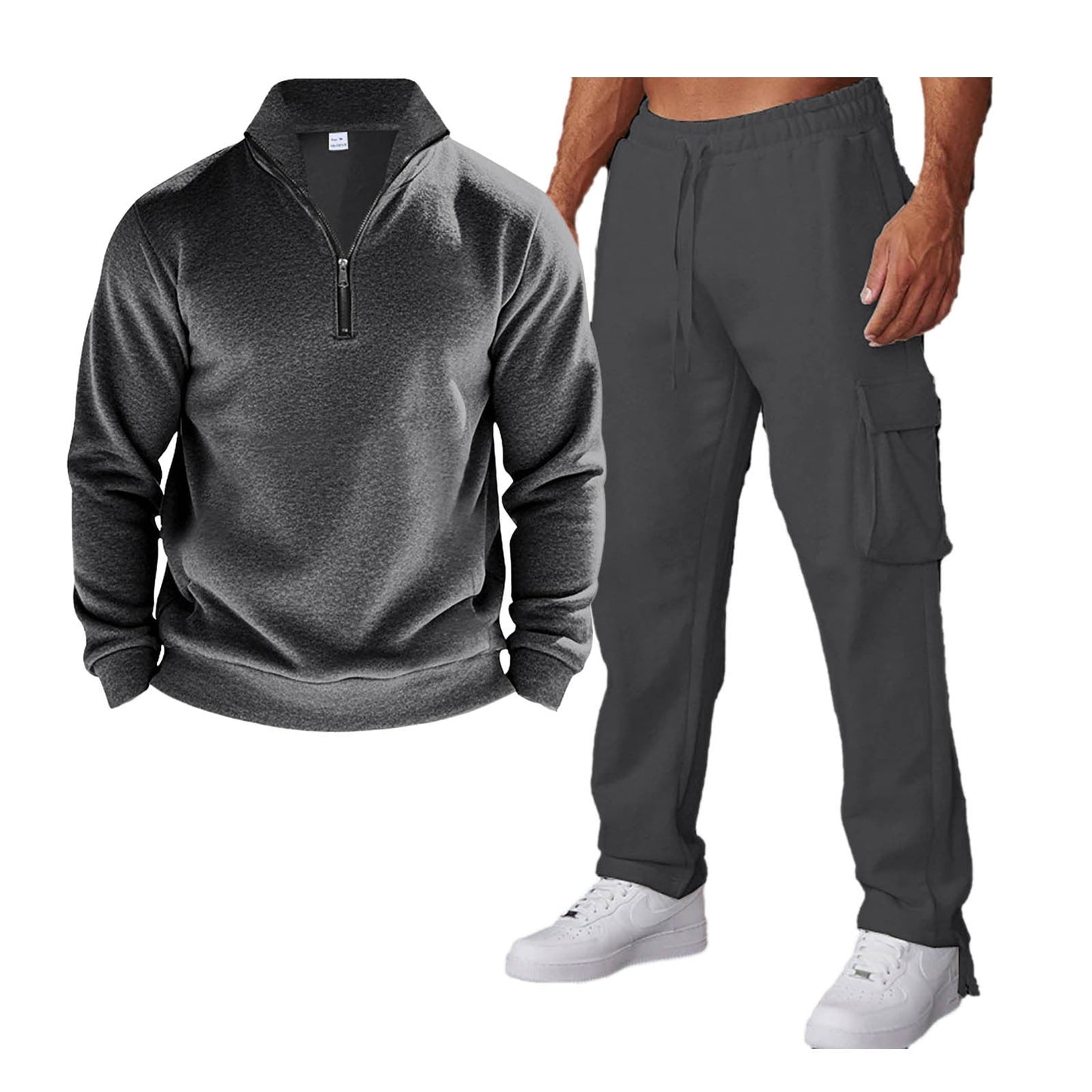 Men's Sports Tracksuit Practical Zip Collar Side Pockets