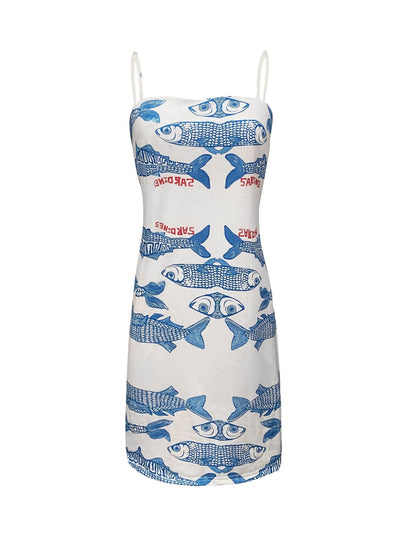 Women's Summer Dress Fish Pattern Elegant Beach Dress
