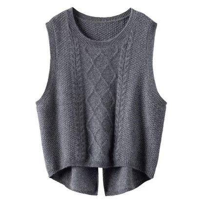 Women's Knitted Vest Sleeveless Cable Knit Modern Style